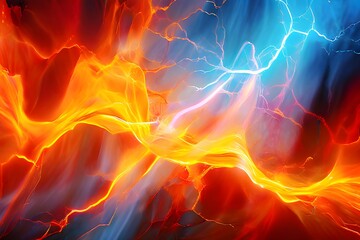 electric spectral phenomena rendered in abstract form dueling with intense heat hot orange tendril