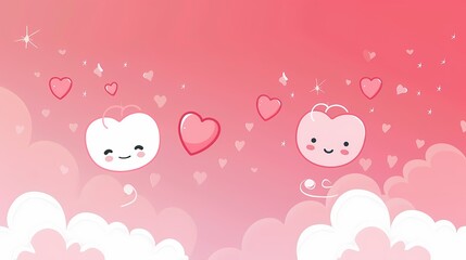 Love is in the Air: Adorable Valentine's Day Kawaii Background in Sweet Red and Pink Hues