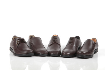 Leather shoes on white background