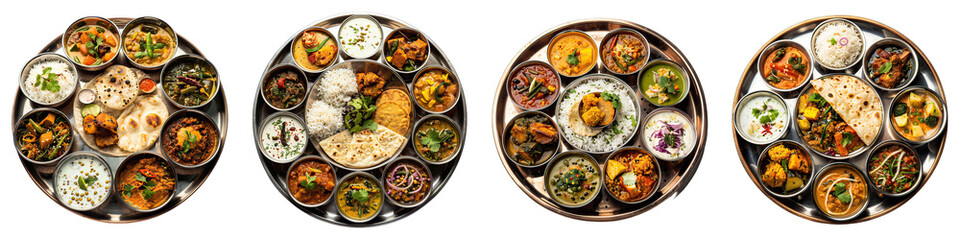 Thali isolated on transparent png background. Generative ai