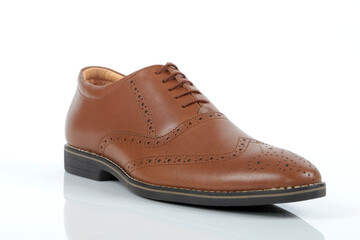 Leather shoes on white background