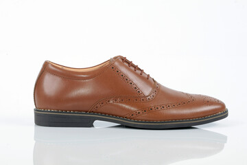 Leather shoes on white background