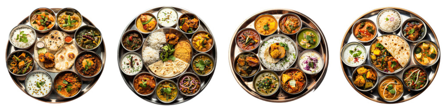 Thali isolated on transparent png background. Generative ai