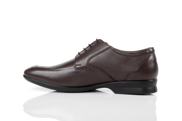 Leather shoes on white background