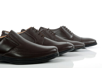 Leather shoes on white background