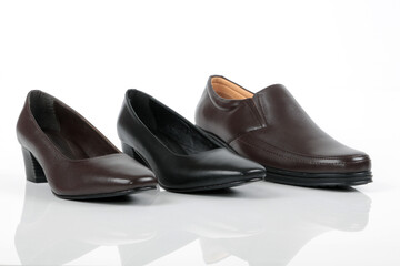 Leather shoes on white background