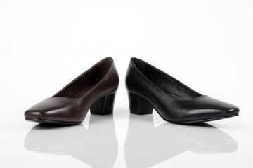 Leather shoes on white background