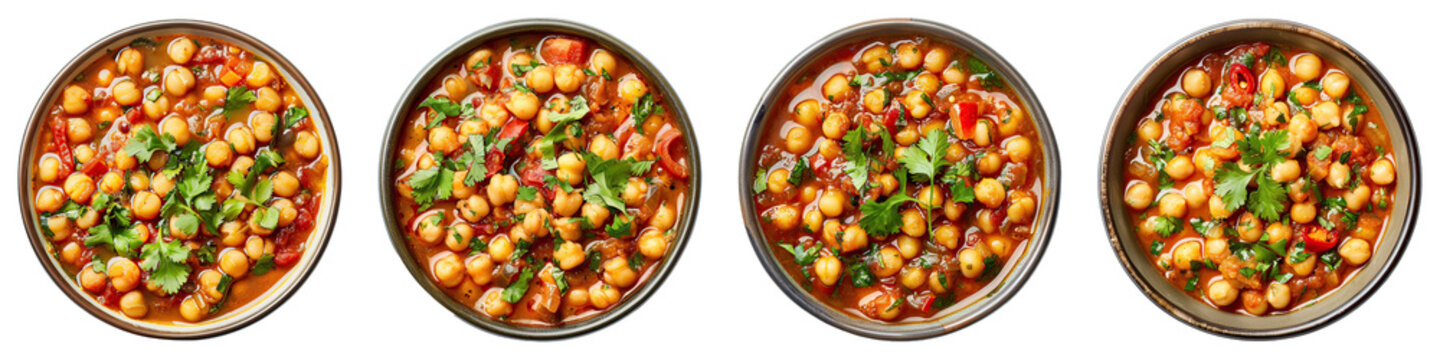 Chana Masala isolated on transparent png background. Generative ai