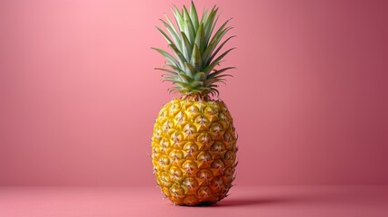 A healthy and delicious pineapple on a pastel colored background. 
