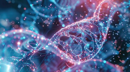 Digital DNA strands weaving through cybernetic space