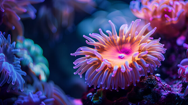 A colorful anemon under sea water