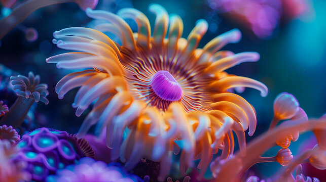 A colorful anemon under sea water