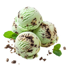 Chocolate Mint Ice Cream isolated on transparent background