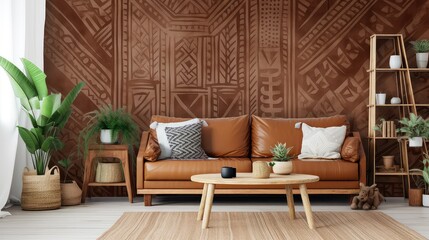 Boho chic wallpaper with tribal patterns