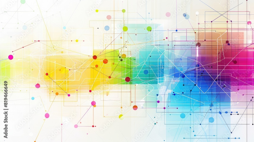 Poster colorful geometric shapes with lines and dots aig51a.