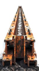Fototapeta premium Strategically Arranged Steel Beams Utilizing Earthmoving Machinery for Efficient Site on an Isolated Background with a Cinematic Photographic Style