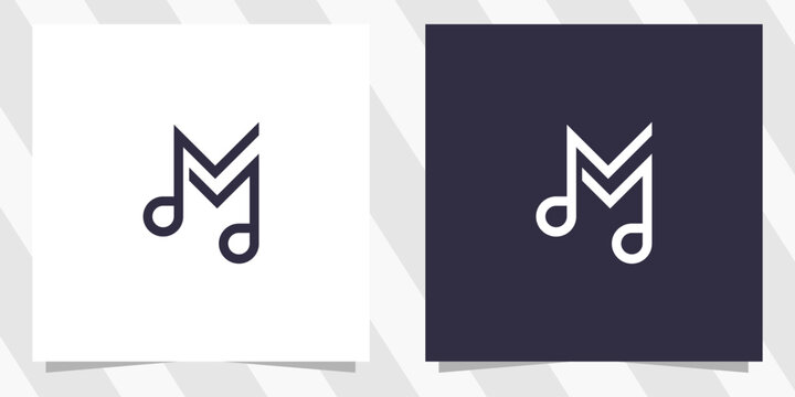 letter m with note music logo design