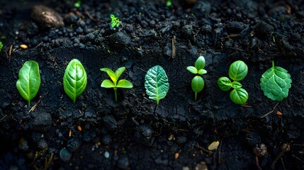 Seedling plants growing into brand logo shapes symbolizing business growth and identity development