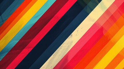 A colorful striped background with a blue stripe