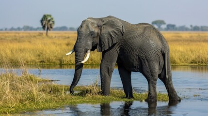Wonderful African elephants together in the nature