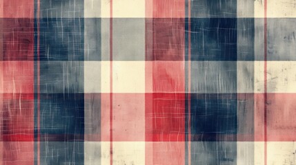 A checkered patterned background with a blue and red color scheme