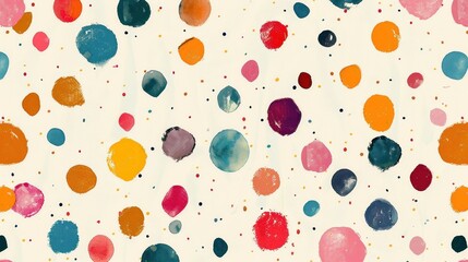 A colorful painting of many different colored circles