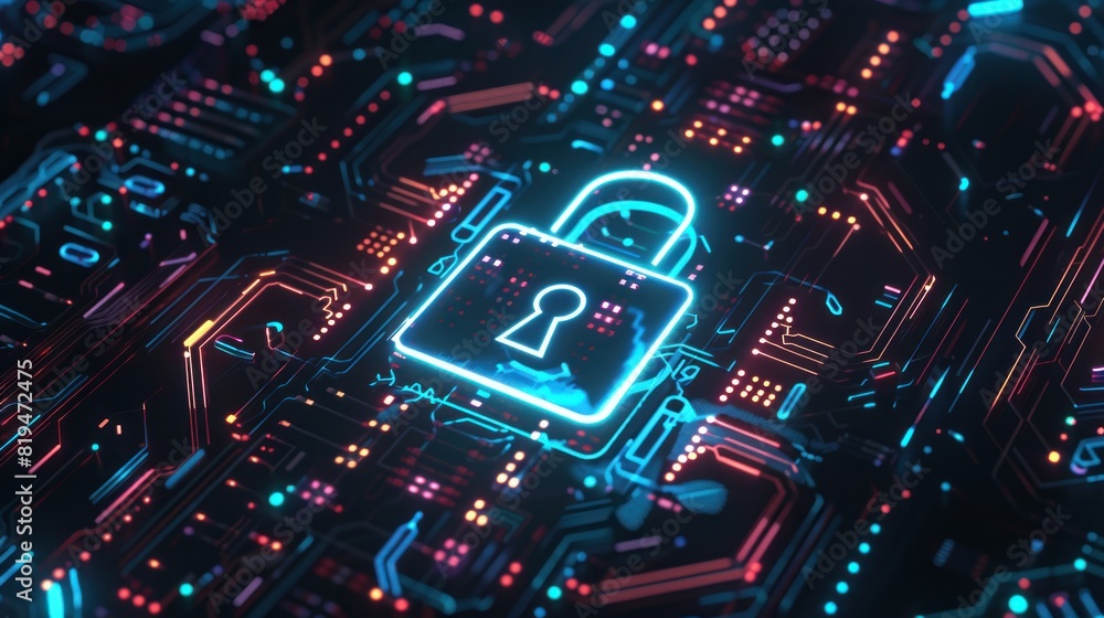 Aufkleber digital padlock icon of cyber security and data protection technology,.and business data privacy con