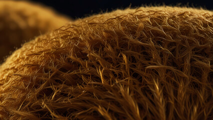 Golden wool texture. Close up, background texture