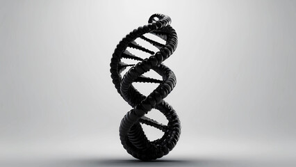 Black DNA spiral on a white background. Scientific research, white background