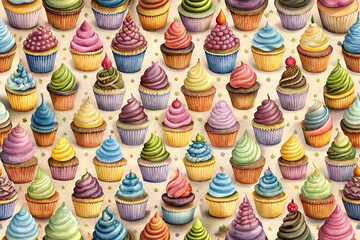cupcake delight rows of colorful cupcakes with different frosting designs