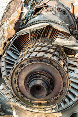 Old damaged aircraft turbine