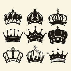 Handdrawn Crown Silhouette Majestic Emblem Regal Symbol