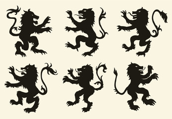 Silhouette Lion of Heraldry Emblem template