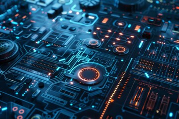 Futuristic Digital Interface with Glowing Elements