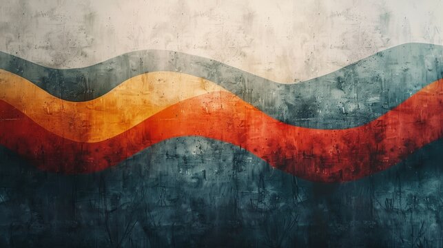Blue and orange waves on a white background.