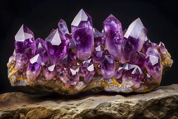 amethyst isolated on black background