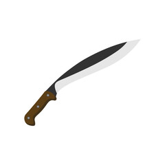 Kukri Gurkha Sword flat design vector illustration isolated on white background, Kukri machete knife. Army Survival Combat Nepal Gurkha Blade Vector