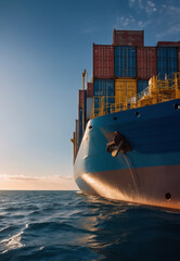 Cargo container Ship, cargo vessel ship carrying container and running for import export concept technology freight shipping sea freight