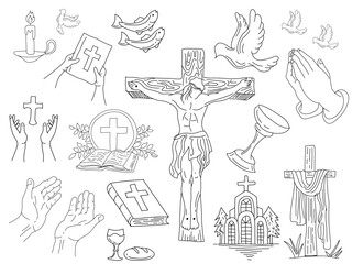 Hand drawn rough christ prayer religion