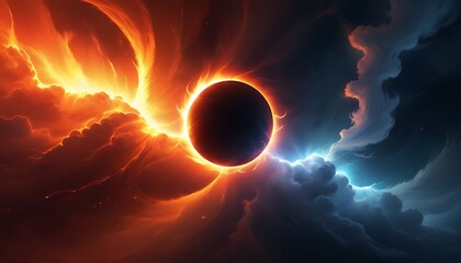 Solar eclipse full moon is an astronomical phenomenon. Realistic illustration of a solar system ,energy ,power ,lunar ,space ,night , moon ,sun ,background .