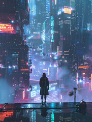 The concrete city, lit by neon and milleniwave tech, bows to a cyberpunk king with the power to regenerate