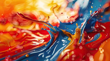 Abstract paint splatters in dynamic composition