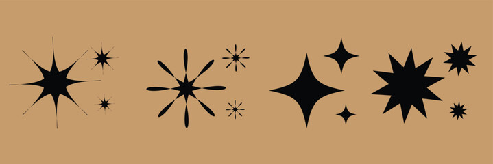 Sparkle Icons set. Twinkle stars collection. Shine star icons. Effect shine, glitter, twinkling and clean. Star sparkle icon. Vector illustration.