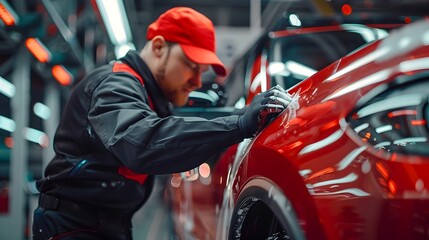 Skilled Automotive Customization Specialist Meticulously Enhancing a Unique Vehicle