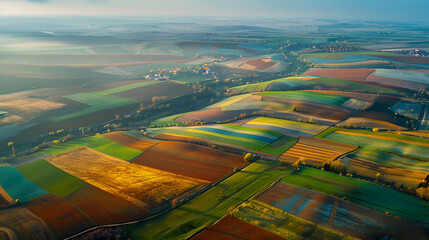 Bird’s Eye View of the Agricultural Land.  Early spring Time. 