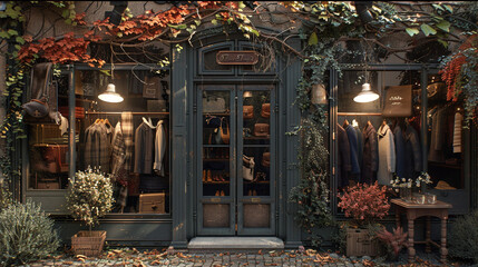 Men's dress wear boutique with a charming exterior, inviting exploration.