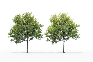 Obraz premium Realistic photograph of a complete Trees,solid stark white background, focused lighting