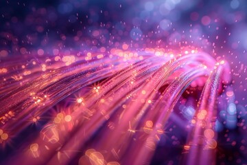 Intricate Web of Fiber Optic Cables Transmitting Data Signals 