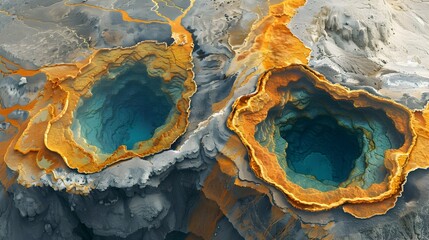 Obraz premium Stunning Aerial View of Captivating Geothermal Landscape Showcasing Earth's Geologic Wonders