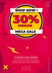 Shape abstract vertical mega sale poster flyer  template